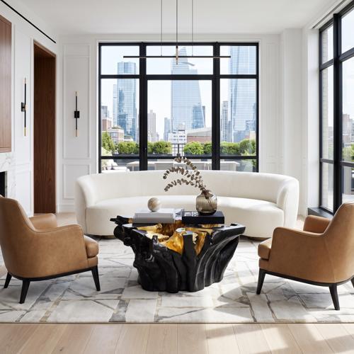 Phillips Collection Noir Cast Root Black Gold Leaf Coffee Table