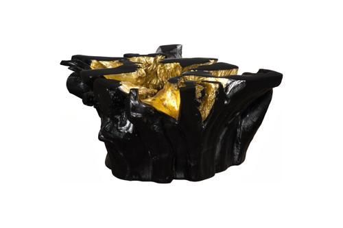 Phillips Collection Noir Cast Root Black Gold Leaf Coffee Table