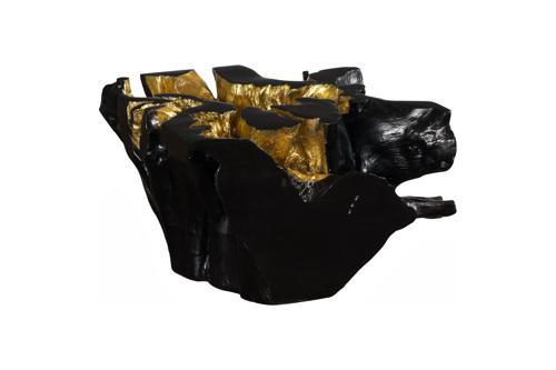 Phillips Collection Noir Cast Root Black Gold Leaf Coffee Table