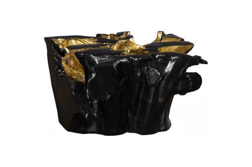 Phillips Collection Noir Cast Root Black Gold Leaf Coffee Table