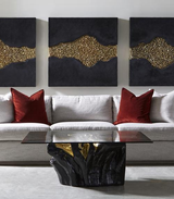Phillips Collection Noir Cast Root Black Gold Leaf Coffee Table