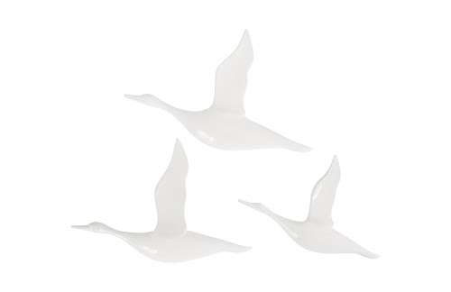 Phillips Collection Flying Ducks Gel Coat White Set of 3 Accent
