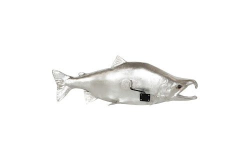 Phillips Collection Sockeye Salmon Fish Wall Sculpture Resin Silver Leaf Accent