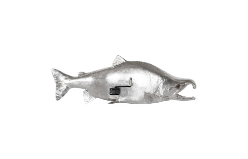 Phillips Collection Sockeye Salmon Fish Wall Sculpture Resin Silver Leaf Accent