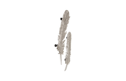Phillips Collection Feathers Wall Art Small Silver Leaf Set of 2 Accent