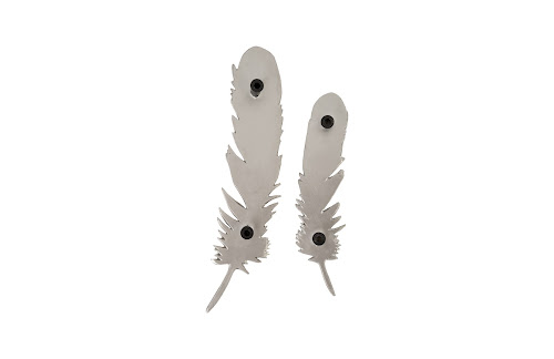 Phillips Collection Feathers Wall Art Small Silver Leaf Set of 2 Accent