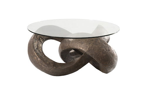 Phillips Collection Trifoil Bronze w/ Glass Coffee Table