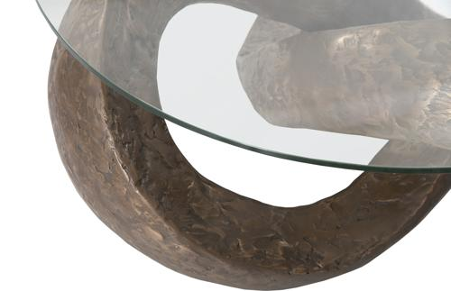 Phillips Collection Trifoil Bronze w/ Glass Coffee Table