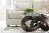 Phillips Collection Trifoil Bronze w/ Glass Coffee Table
