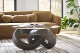 Phillips Collection Trifoil Bronze w/ Glass Coffee Table