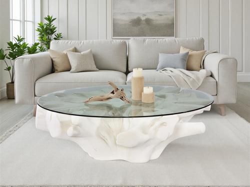 Phillips Collection Sono Cast Root , With Glass Roman Stone Coffee Table