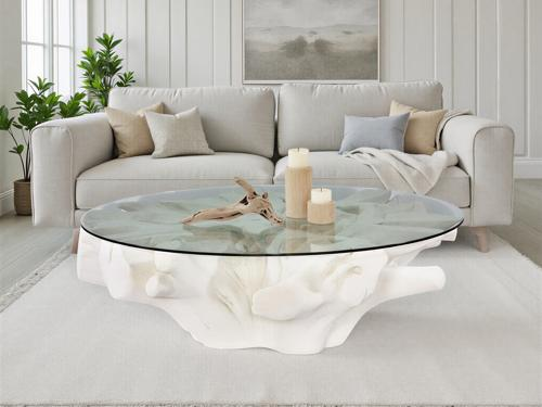 Phillips Collection Sono Cast Root , With Glass Roman Stone Coffee Table