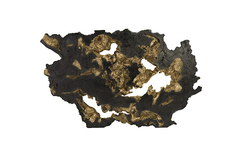Phillips Collection Burled Root Wall Art Large Black and Gold Leaf Accent