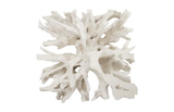 Phillips Collection Cast Root , White Stone With Glass Coffee Table