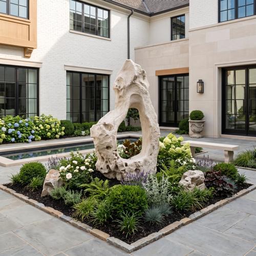 Phillips Collection Colossal Cast Stone Sculpture Single Hole Roman Stone Accent