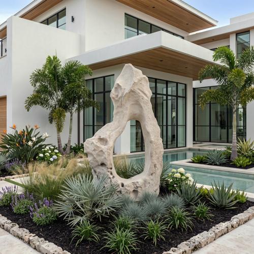 Phillips Collection Colossal Cast Stone Sculpture Single Hole Roman Stone Accent