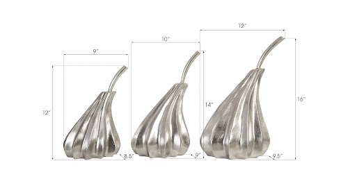 Phillips Collection Hand Dipped Pears Set of 3 Silver Leaf Tabletop