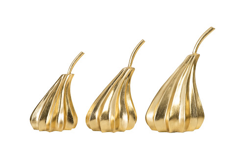 Phillips Collection Hand Dipped Pears Set of 3 Gold Leaf Tabletop