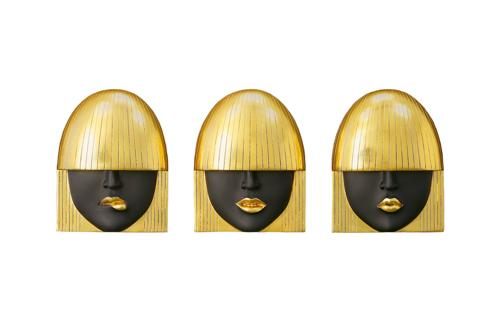 Phillips Collection Fashion Faces Wall Art Small Black and Gold Leaf Set of 3 Accent