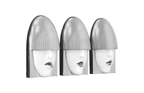 Phillips Collection Fashion Faces Wall Art Small White and Silver Leaf Set of 3 Accent