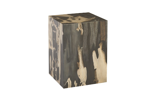 Phillips Collection Cast Petrified Wood Resin Square Stool