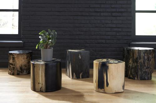 Phillips Collection Cast Petrified Wood Resin Square Stool