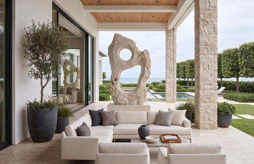 Phillips Collection Colossal Cast Stone Sculpture Double Hole Roman Stone Accent