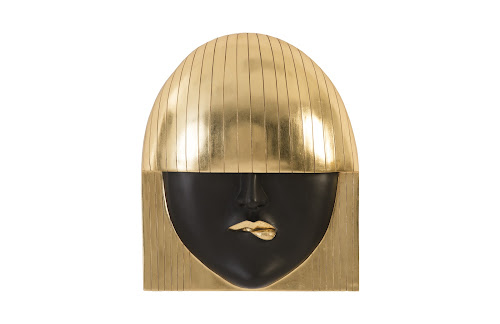 Phillips Collection Fashion Faces Wall Art Large Pout Black and Gold Leaf Accent