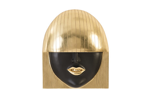 Phillips Collection Fashion Faces Wall Art Large Smile Black and Gold Leaf Accent
