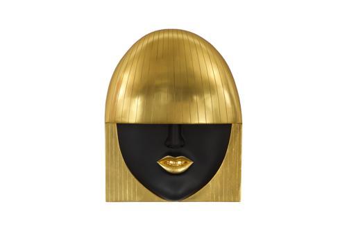 Phillips Collection Fashion Faces Wall Art Large Smile Black and Gold Leaf Accent