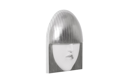 Phillips Collection Fashion Faces Wall Art Large Pout White and Silver Leaf Accent