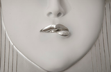 Phillips Collection Fashion Faces Wall Art Large Pout White and Silver Leaf Accent
