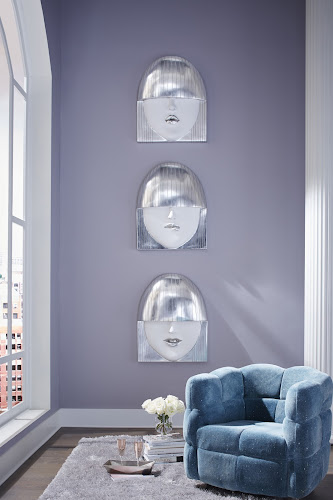 Phillips Collection Fashion Faces Wall Art Large Pout White and Silver Leaf Accent