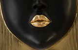 Phillips Collection Fashion Faces Wall Art Large Kiss Black and Gold Leaf Accent