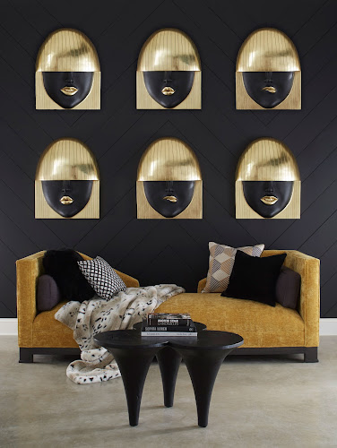 Phillips Collection Fashion Faces Wall Art Large Kiss Black and Gold Leaf Accent