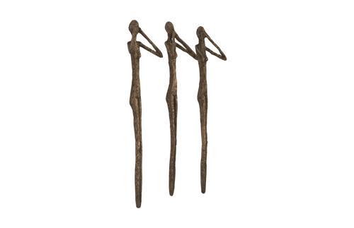 Phillips Collection See, Speak, Hear No Evil Wall Art Resin Bronze Set Of 3 Accent