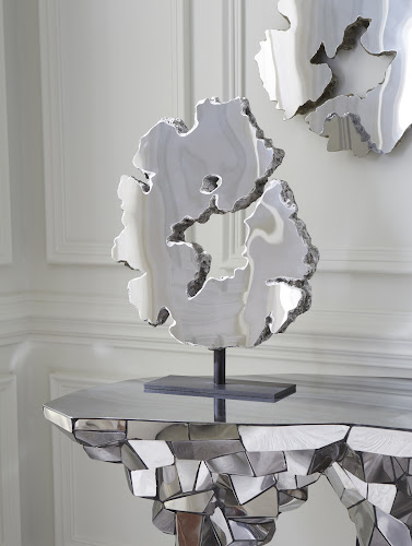 Phillips Collection Lava Slice Sculpture on Stand Resin Stainless Steel Tabletop