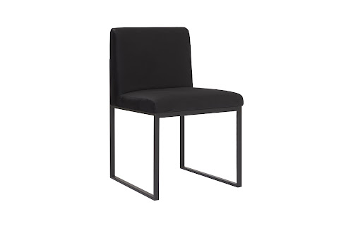Phillips Collection Frozen Dining Black Velvet Fabric Matte Black Metal Frame Chair