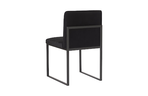 Phillips Collection Frozen Dining Black Velvet Fabric Matte Black Metal Frame Chair