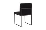 Phillips Collection Frozen Dining Black Velvet Fabric Matte Black Metal Frame Chair