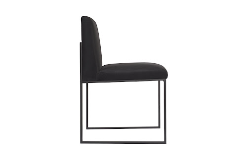 Phillips Collection Frozen Dining Black Velvet Fabric Matte Black Metal Frame Chair