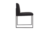 Phillips Collection Frozen Dining Black Velvet Fabric Matte Black Metal Frame Chair