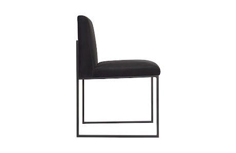 Phillips Collection Frozen Dining Black Velvet Fabric Matte Black Metal Frame Chair