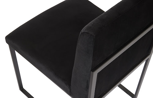 Phillips Collection Frozen Dining Black Velvet Fabric Matte Black Metal Frame Chair