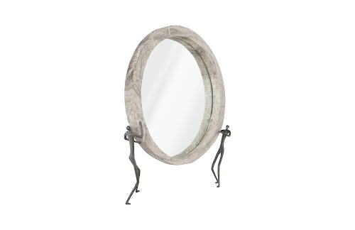 Phillips Collection Atlas Chamcha Wood Gray Stone Finish Metal Mirror