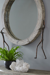 Phillips Collection Atlas Chamcha Wood Gray Stone Finish Metal Mirror
