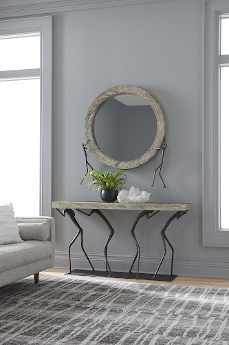 Phillips Collection Atlas Chamcha Wood Gray Stone Finish Metal Mirror