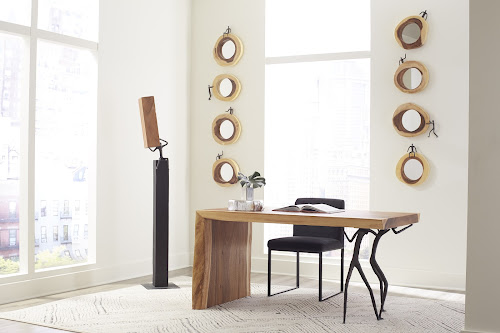 Phillips Collection Atlas Cross Cut , Small, Right Side Full Body Black Mirror