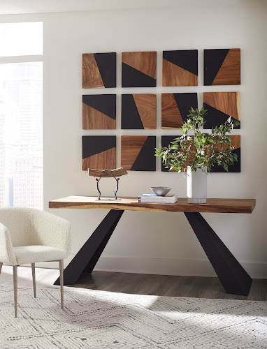 Phillips Collection Tapered Wood Black Metal Legs Console