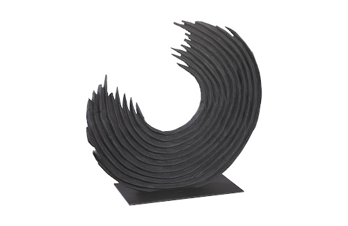 Phillips Collection Swoop  Sculpture, Black Wood Small Tabletop